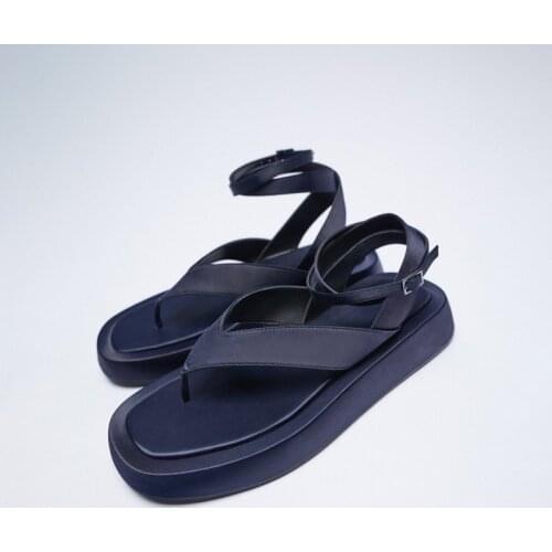 2021 Summer Flip Flops Fla Platform Sandals Women Bohemian Ankle Strap Thick Soled Gladiator Sandalias Silk Shoes Woman Feminina