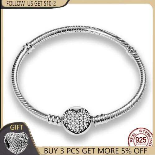 Genuine 100% 925 Sterling Silver Ladies Classic Snake Chain Bracelet Suitable For Original Charms & Beads