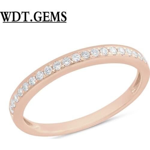 Womens 0.19 CT 10K White Gold 2.5 MM Round Diamond Ring Wedding Band Stackable