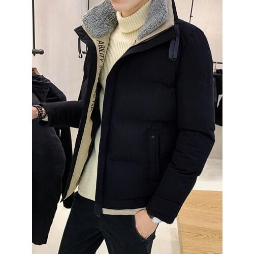 Winter Mens Warm Cotton-padded Coat Hooded Embroidery Casual Thick Parka Puffer Jacket Winter Coat Men K09