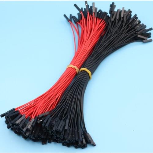 100Pcs 2.54mm 1P-1P Female to Female Dupont Wire 20cm Jumper Red & Black