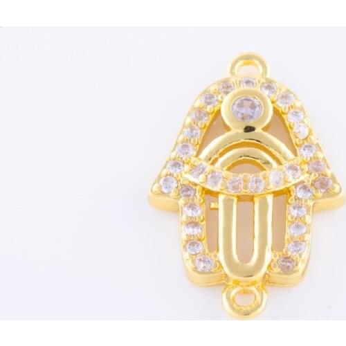 5 pieces Shining Zircon Hand Hamsa Charms For Jewelry Making Wholesale Copper Micro Pave Czech Charms Vintage Accessories