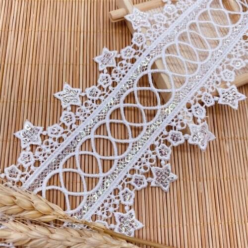 5yards/Pack Hollow Stars Water-Soluble Lace Trim Sequins Polyester DIY Sewing Accessories Free Shipping V2864