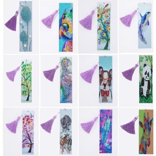 5D Diamond Painting Exquisite Pretty Girl Leather Bookmarks Tassel Bookmarks Craft Decoration Special Shaped Diamond Embroidery
