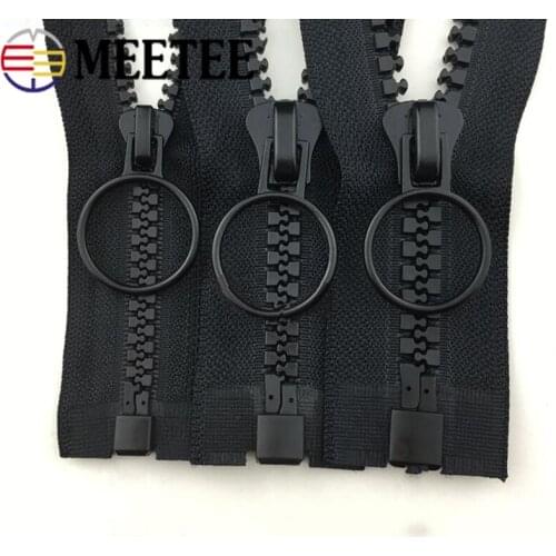 60-200cm 5# 8# 10# Resin Open-End Double Slider Zippers Down Jacket Plastic Zip DIY Garment Sew Zips Two-way Opening Tail Zipper