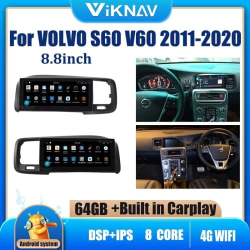 2din Android Car Radio Audio Player Multimedia GPS for VOLVO S60 V60 2011-2020 Wireless Carplay GPS Navigation with 8.8inch