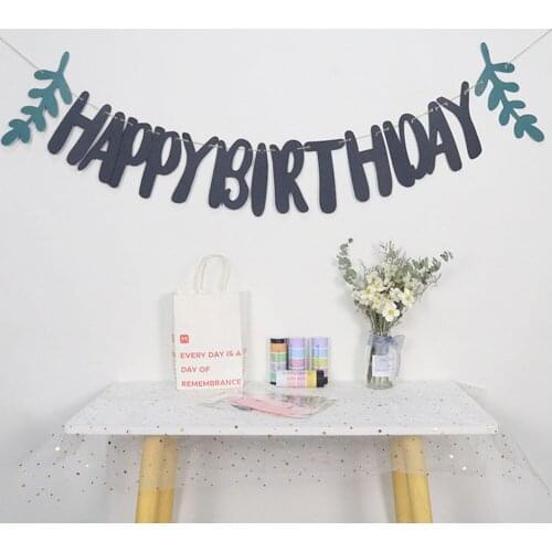 1set Ins Happy Birthday Banner 3M Length Rope Bunting Banners Wall Flag Pearl Paper Garland Leafe Party Decoration Supplies