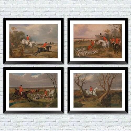 No frame classic court figure horseback hunting ground canvas printings oil painting printed on cotton art decoration picture