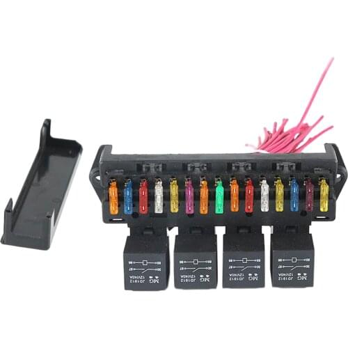 Auto Car Marine Boat 15 Way Fuse Box Block Holder Multi-circuit Control Box w/Relay Socket Harness