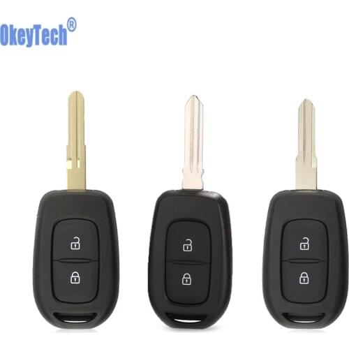 OkeyTech Remote Car Key Case For Renault Sandero Dacia Logan Lodgy Dokker Duster Trafic Clio4 Master 2 Buttons Shell Uncut Blade