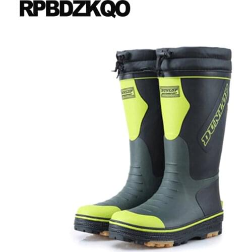 Cheap Rubber Fishing Boots Men Non Slip Rainboots Plus Size Pvc Tall Winter On Casual Mid Calf Rain Waterproof Faux Fur Shoes