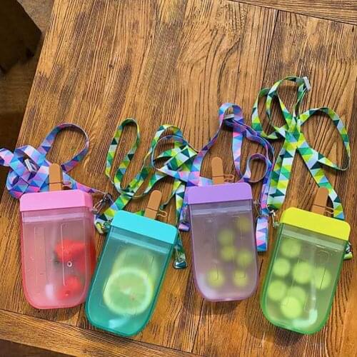 Childrens Drink Water Bottles With Straws Water Bottles For Outdoor Sports Travel Adjustable Shoulder Transparent Water Jug