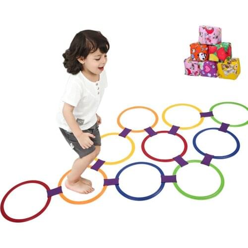 Children Outdoor Fun Games Toys Lattice Jumping Ring Set Game Balance Training Multiplayer Interactive Party Toys for Children