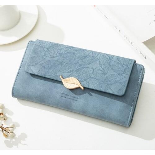 Leaf Decoration Ladies Long Wallets With Zipper Coin Purse & Card Holder Female Purses High Capacity Wallet For Women Carteras