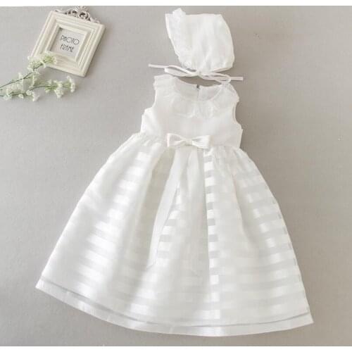 Newborn IVory Baptism Dress For Baby Girls First Birthday Party Wear Ruffle Lace Cap Toddler Girl Christening Vestidos 3-24Month
