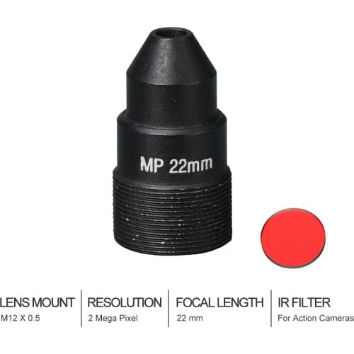 HD CCTV Lens Pinhole 22MM M12*0.5 Mount 1/2" F1.6 14.8 degree with IR filter for Action Cameras