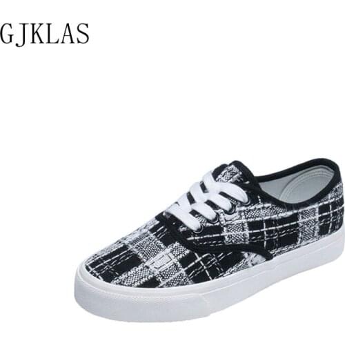 Canvas Flat Shoes Ladies Casual Fashion Plaid Canvas Sneakers Spring Autumn Women Canvas Flat Shoe Light-weight Comfy Trainer