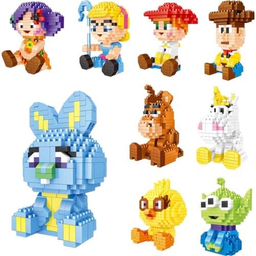 LZ Diamond Particles Building Blocks Purple-haired Girl Red Hearts Dragon Educational Ideas Toys For Children Gifts