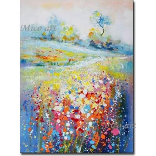 Colorful Design Flower Art Oil Painting Outdoor Landscape Paintings Pictures Piece Canvas Wall Art And Craft For Home Decoration