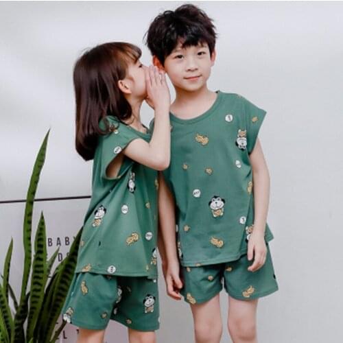 Summer Childrens Pajamas Suit Baby Boy Clothes Cotton Pyjamas Kids T-Shirt+Shorts 2pcs Cartoon Pijamas For Girls Sleepwear Sets