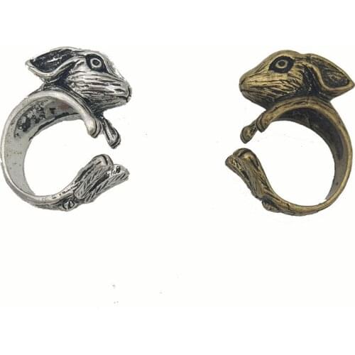 Fashion Adjustable Vintage Animal Ring Men Rings Cute Netherland Dwarf Rabbit Ring For Women Jewellery Christmas Gift Punnk