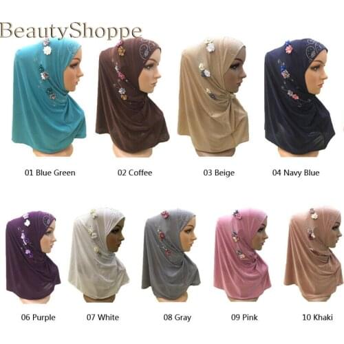 Muslim Islamic Floral Hijabs Shawl Headscarf Prayer Amira Head Wrap Neck Cover Caps Islam Clothing for Women Scarf Hats