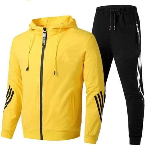 Mens Suit 2021Autumn/Winter New Fashion Sportswear New High Quality Cotton Training Suit Black, Red, Yellow, Gray and White