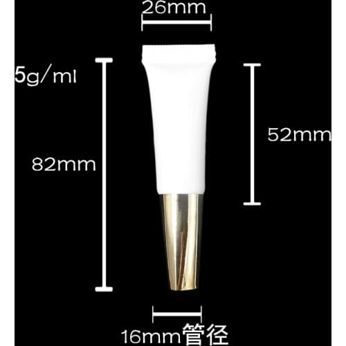 Wholesale 100pcs 5ml empty soft tube, cosmetic empty plastic soft tube,make up mini soft container with Al cap and PP plug