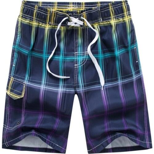 Plaid Print Summer Beach Board Shorts Men Swimming Shorts Qiick Dry Swimwear Bermuda Surf Suits swim trunks male sports shorts