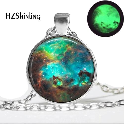 Glowing Nebula pendant , Glow in the Dark Nebula necklace, Nebula jewelry, galaxy space necklace green Glowing Jewelry