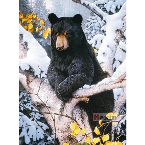 Full 5D DIY Square Diamond Painting Cross Stitch -Fierce black bear- 3d Round Embroidery Mosaic Resin Home Decor Gift WW-1101554
