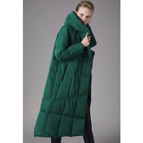 Down Jacket Female Winter Clothing New White Duck Down Stand Collar Loose womens down jacket in the long section of gre