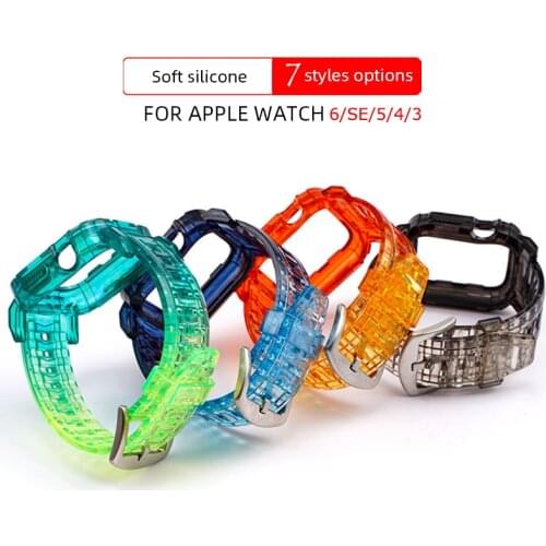 Silicone Rubber watch band strap loop for iwatch 6se 5 4 40mm 44mm sport wristband for apple watches 38mm 42mm series 6/5/4/3/2