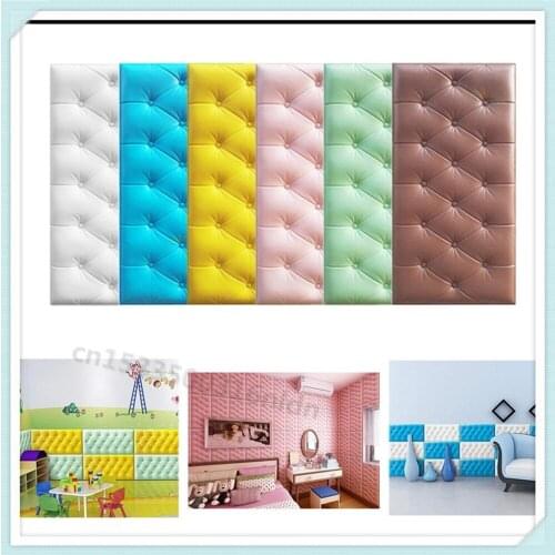 Self-adhesive 3D Three-dimensional Wall Stickers Thicken Tatami Anti-collision Wall Mat Childrens Bedroom Bed Soft Cushion Pad