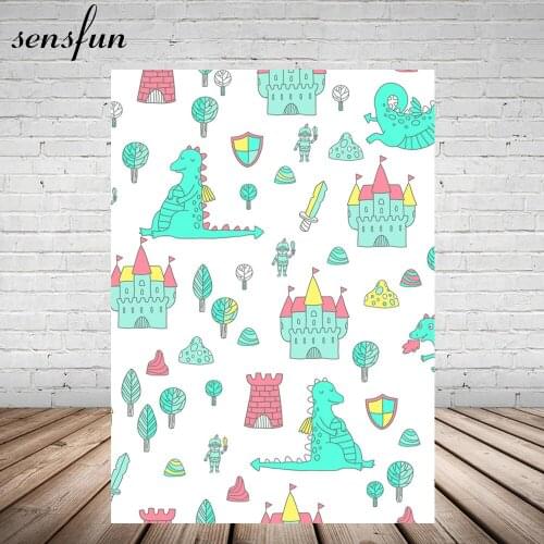 Sensfun Cartoon Green Dinosaur Party Backdrop Vinyl 5x7FT Children Birthday Backgrounds For Photo Studio Photocall