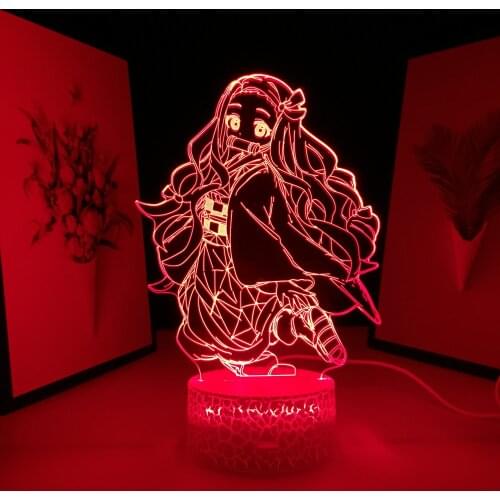Demon Slayer Anime Figure Nezuko Kamado LED Night Light for Kids Bedroom Decor Nightlight Child Gift 3D Table Lamp