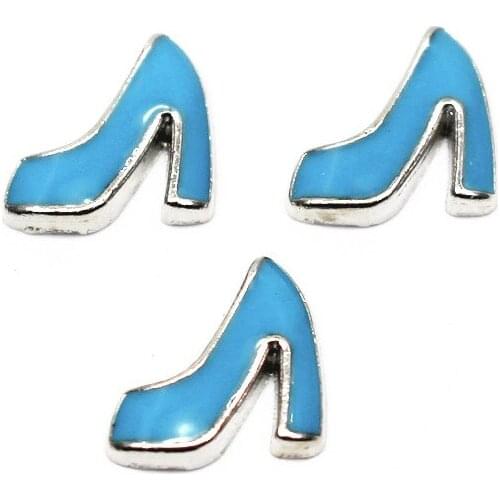 Hot Selling 10pcs/Lot High-heeled Shoes Usd Floating Charms Living Glass Memory Locket Jewelry