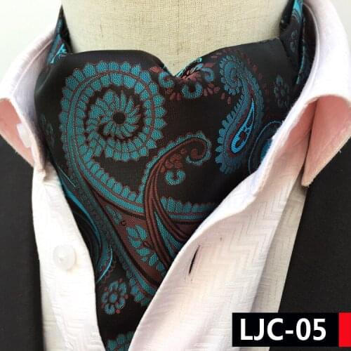 Vintage Design Ties Luxury Fancy Floral Ascot Classic British Style Jacquard Woven Ascots for Men