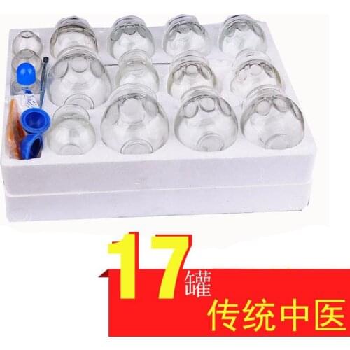 High Quality 17Pcs Acupuncture Masssage Glass Cupping Set Explosion-proof Vacuum Glass Cupping Suction Weight Loss Massage Cup