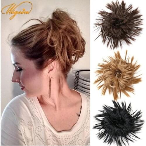 WIGSIN Synthetic Messy Chignon Bun Hair Extension Rubber Bands Elastic Donut Curly Ponytail Extension Haipiece for Women