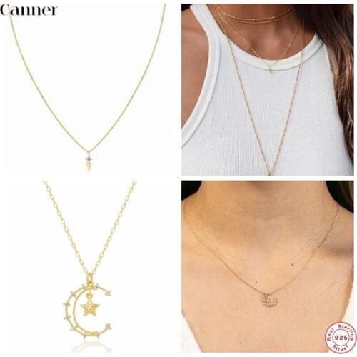 Canner 925 Sterling Silver Pendant Necklaces Geometric Tiny Cute Rivets Choker Necklace For Women Fine Jewelry collares mujer W5