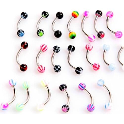 1PC *20 Color Surgical Stainless Steel Eyebrow Nose Lip Captive Bead Ring Tongue Piercing Tragus Cartilage Earring Body Jewelrys