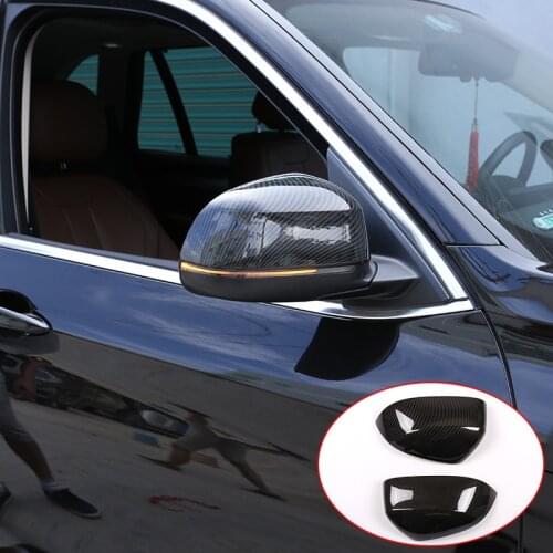 2 Pcs Carbon Fiber For BMW X5 F15 G05 2014-2019 Model X7 G07 2019 ABS Rearview Mirror Cap Cover Trim Accessories