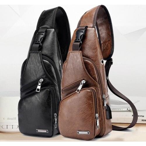 2021 Mens USB Charging Bag Mens Chest Bag For Custom PU PVC Shoulder Bag Diagonal Package Messenger Travel Bag Cross Body Bags