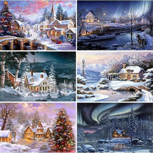 5D Diamond Painting Winter Diamond Embroidery Snow Scenery Needlework Full Square Round Landscape Mosaic Cross Stitch Home Decor