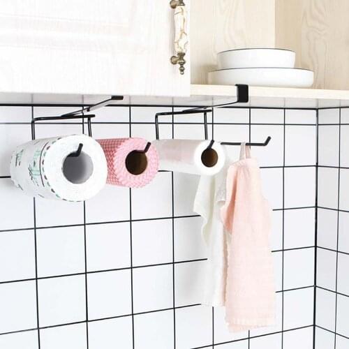 Accessories Shelf Under Cabinet Paper Roll Towel Holder Tissue Hanger Kitchen Towel Storage Rack Cupboard Shelf Accessories 25