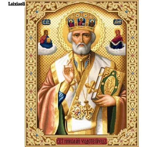 5D Crystal Crafts Diamond Painting Mosaic Icons St. Nicholas Of Myra 3D Square diy Diamond Embroidery Pattern Orthodox Religion