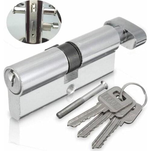 70mm Indoor Lock Cylinder Aluminum Metal Door Lock Cylinder Home Security With 3 Keys Silver Tone Set Tools Door Lock Cylinder