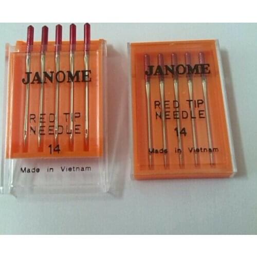 Free Shipping Domestic Sewing Machine Red Tip Needle 14# Household Sewing Machine Parts 5 Pcs/bag For Embroidered And Metal Wire