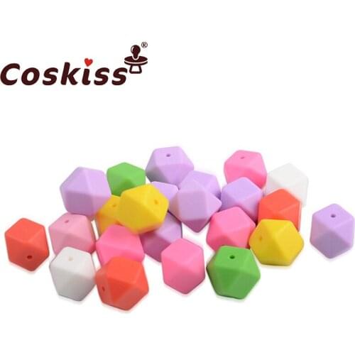 Coskiss Baby Silicone Beads 17mm 50pc Silicone Geometric Teether Beads Baby BPA Free Teether Octagonal DIY Baby Teether Toys